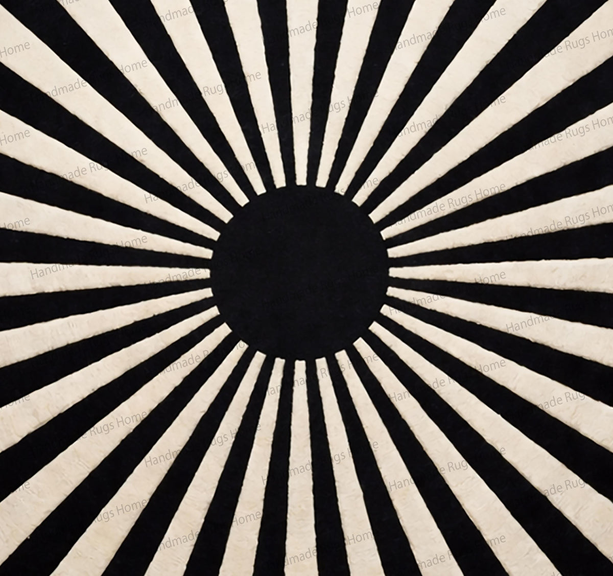 Hand-Tufted Wool Round Rug, Modern Sunburst Design
