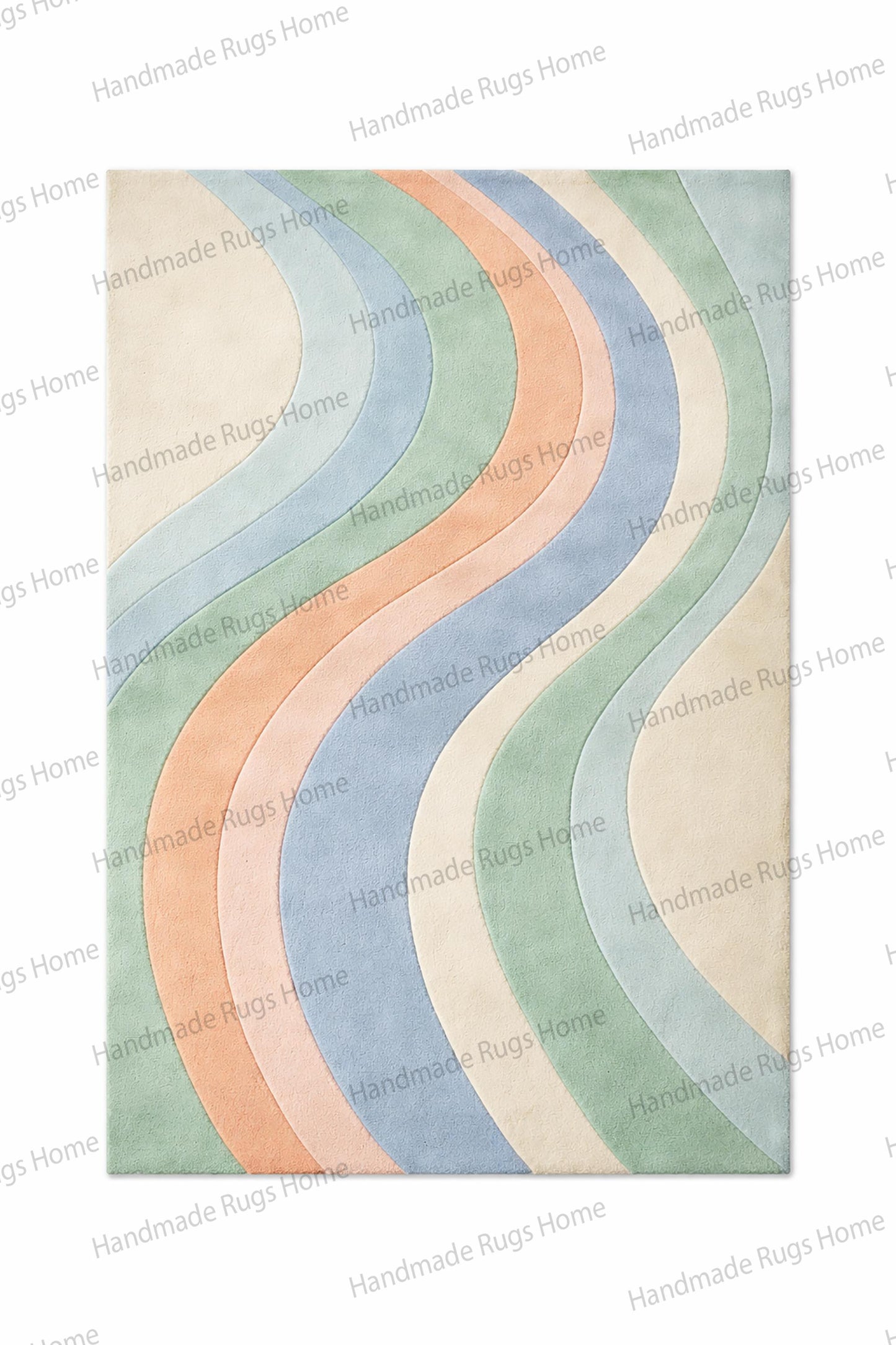 Soft dense pile luxury floor mat,

Contemporary home decor rug in calming shades,

Artistic curved pattern handmade carpet,

Premium pastel rug for bright interior