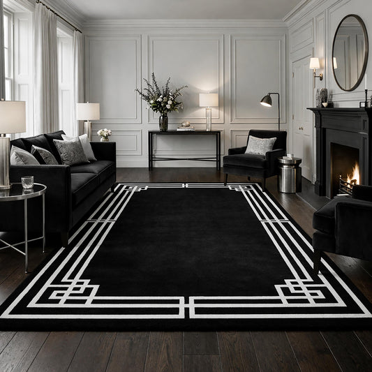 Midnight Rug, Luxury Wool Carpet, Art Deco Rug, Custom Size