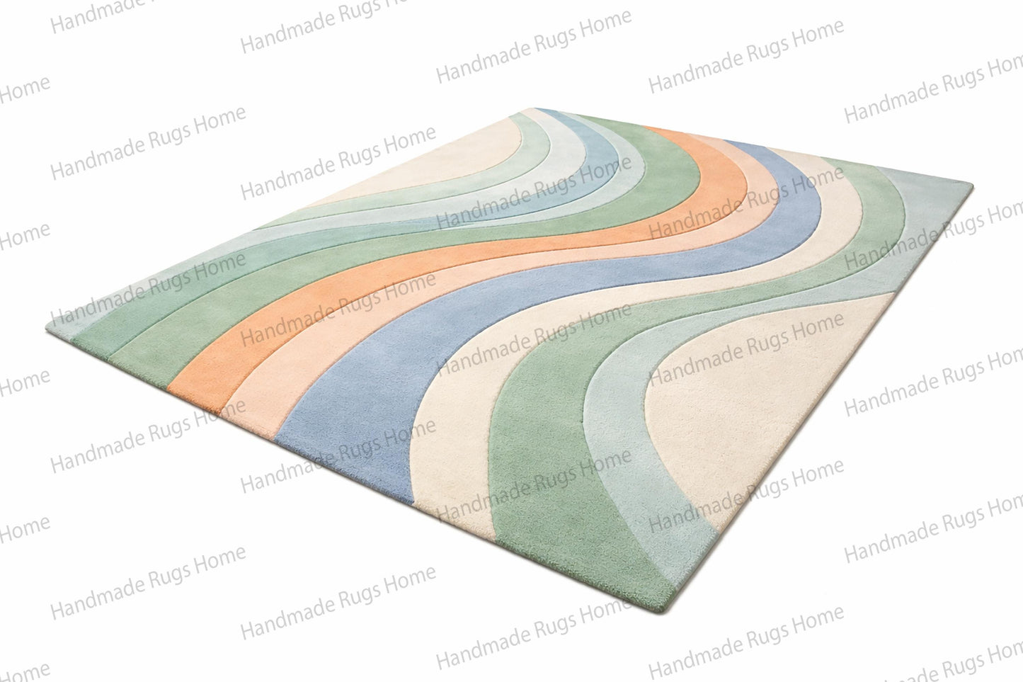 Hand Tufted Rug, Aurora Pastel Wave, Modern Boho Rug