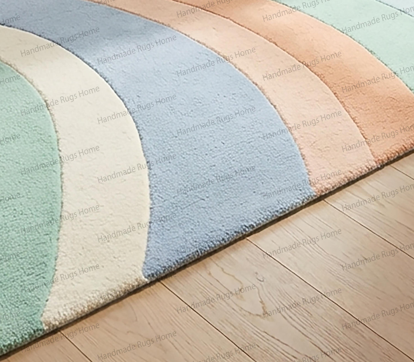 Hand Tufted Rug, Aurora Pastel Wave, Modern Boho Rug