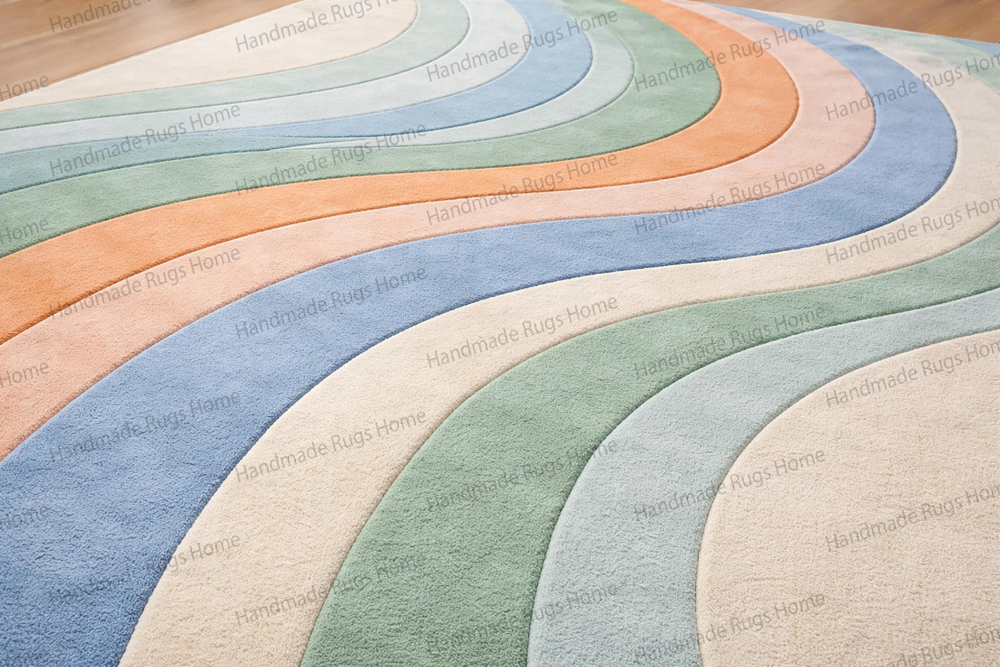 Hand Tufted Rug, Aurora Pastel Wave, Modern Boho Rug