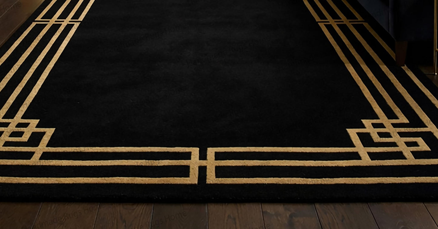 Sophisticated handmade geometric rug for upscale styling