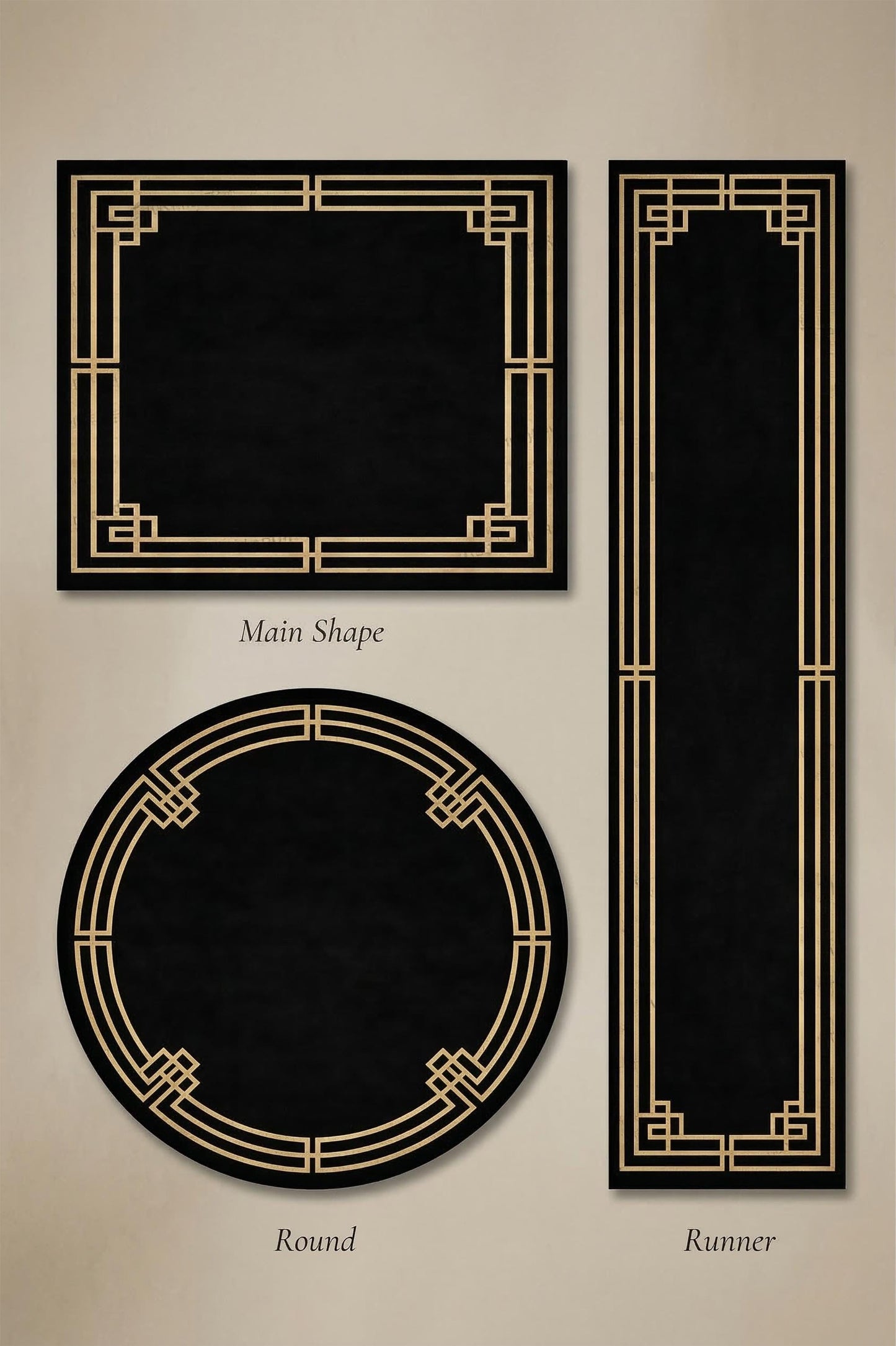 Midnight Regent – Black & Antique Gold Hand-Tufted Wool Rug