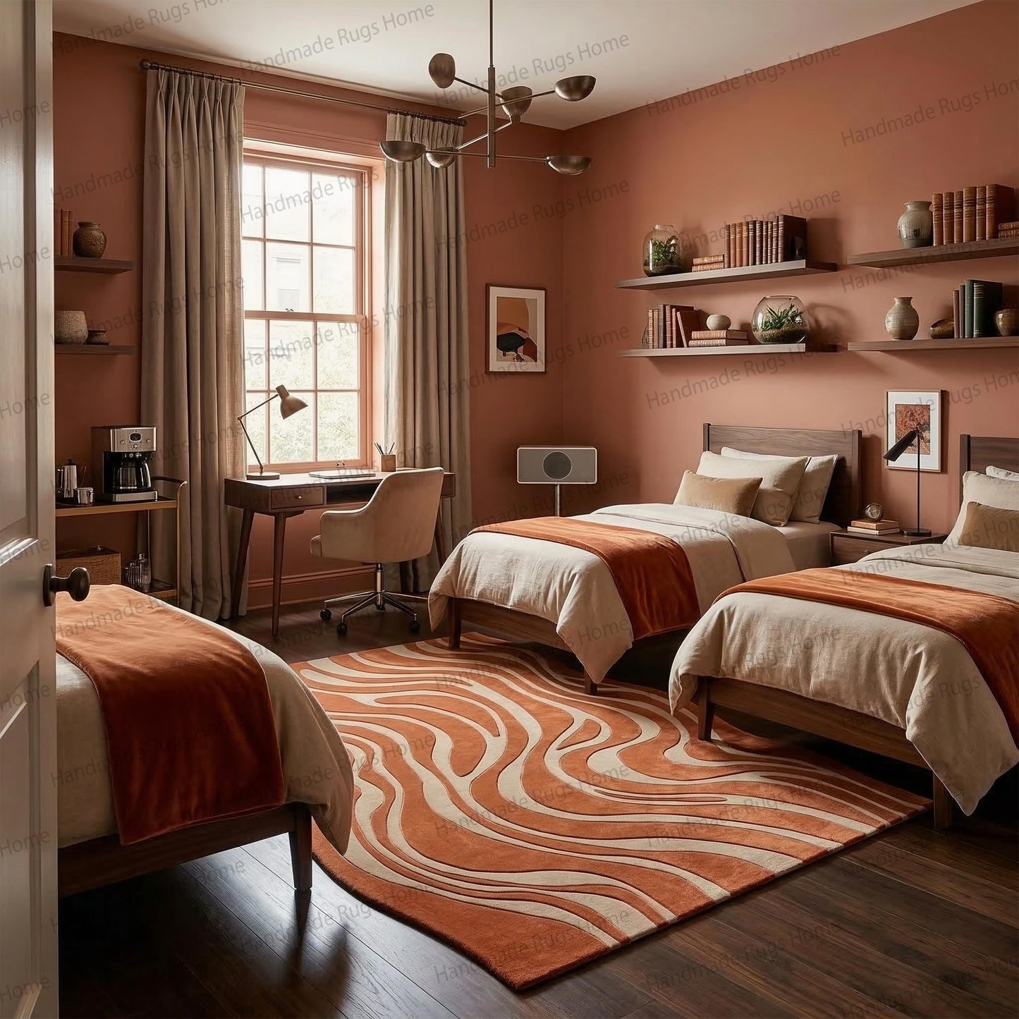 Sedona Mirage Hand-Tufted Wool Rug, Terracotta Cream Abstract Area Carpet