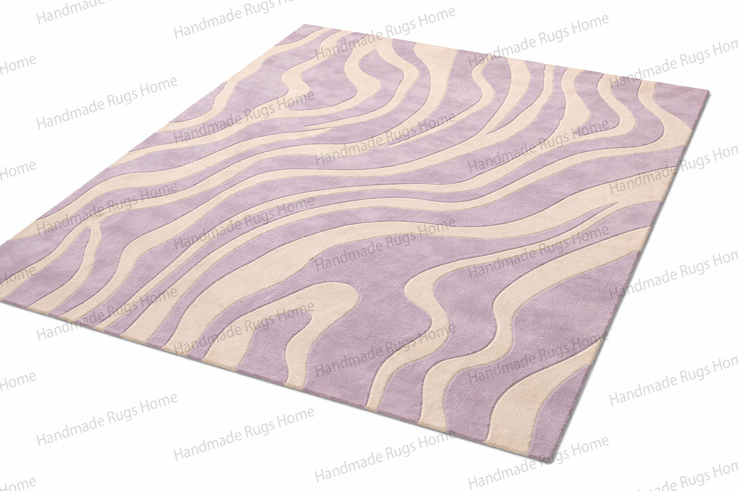 Hand Tufted Rug, Lavender Cream Modern Wool Rug