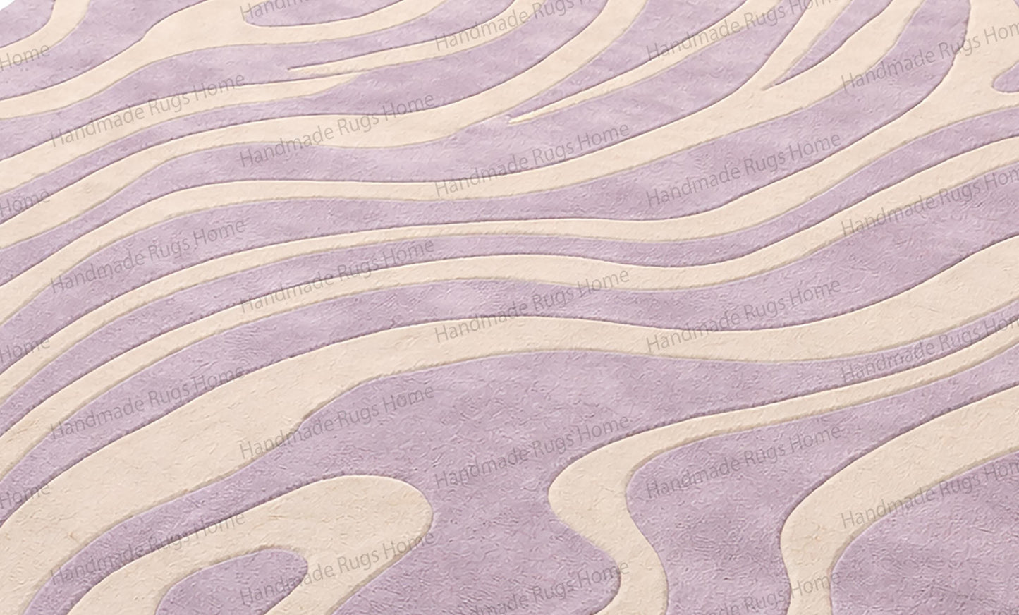 Hand Tufted Rug, Lavender Cream Modern Wool Rug