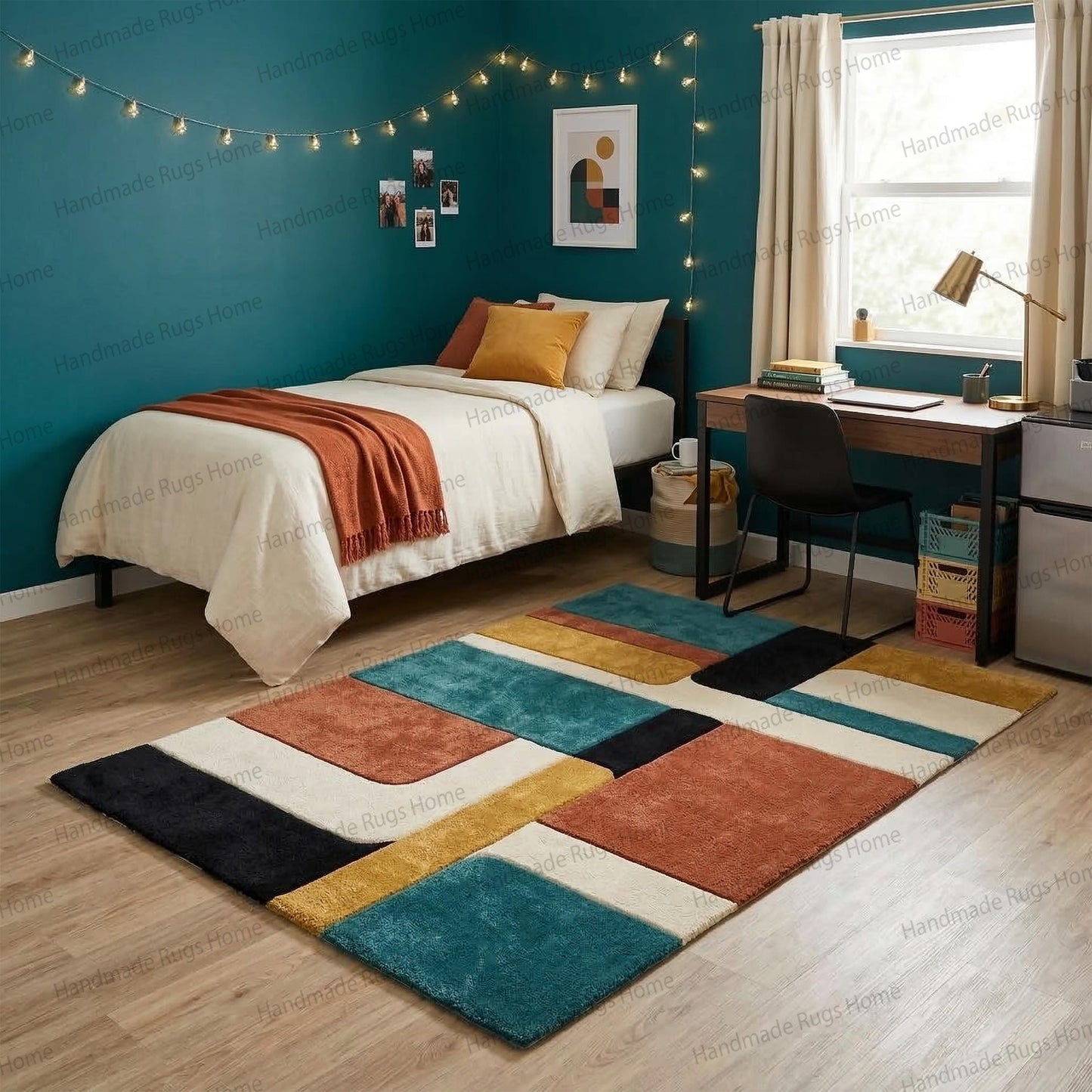 Hand-Tufted Geometric Wool Area Rug – Modern Luxury Designer Carpet