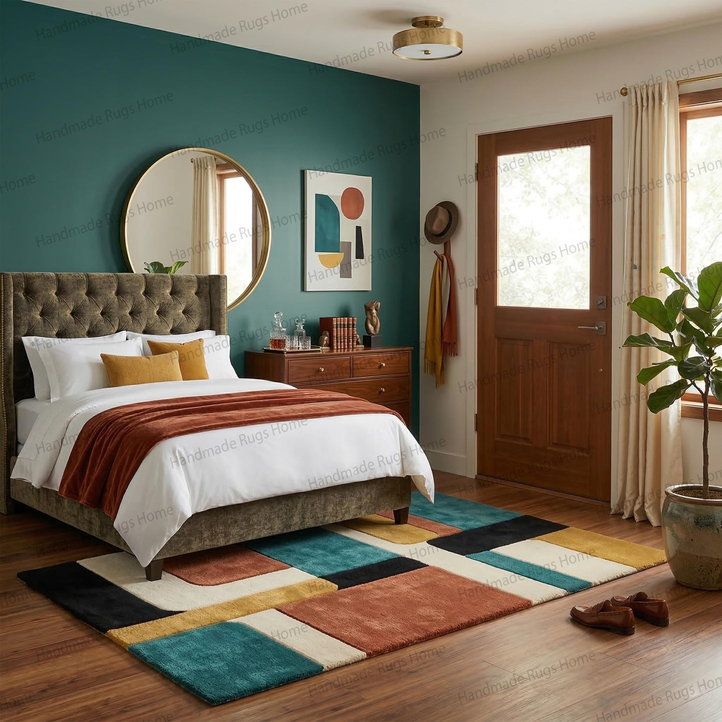 Hand-Tufted Geometric Wool Area Rug – Modern Luxury Designer Carpet