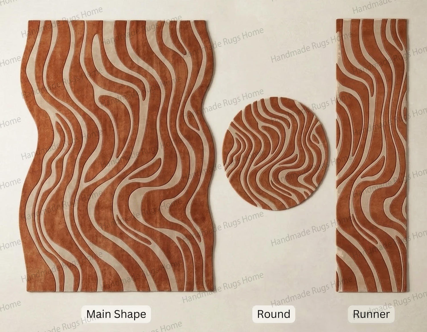 Sedona Mirage Hand-Tufted Wool Rug, Terracotta Cream Abstract Area Carpet