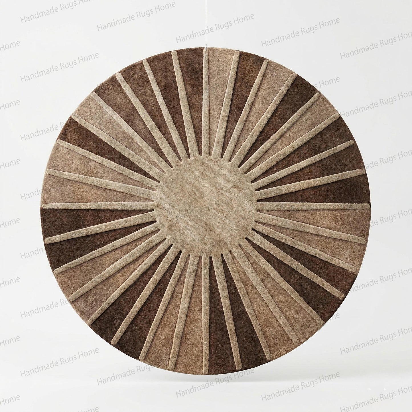 Hand-Tufted Wool Sunburst Rug: Earth Toned, Round, Artisan Home Accent
