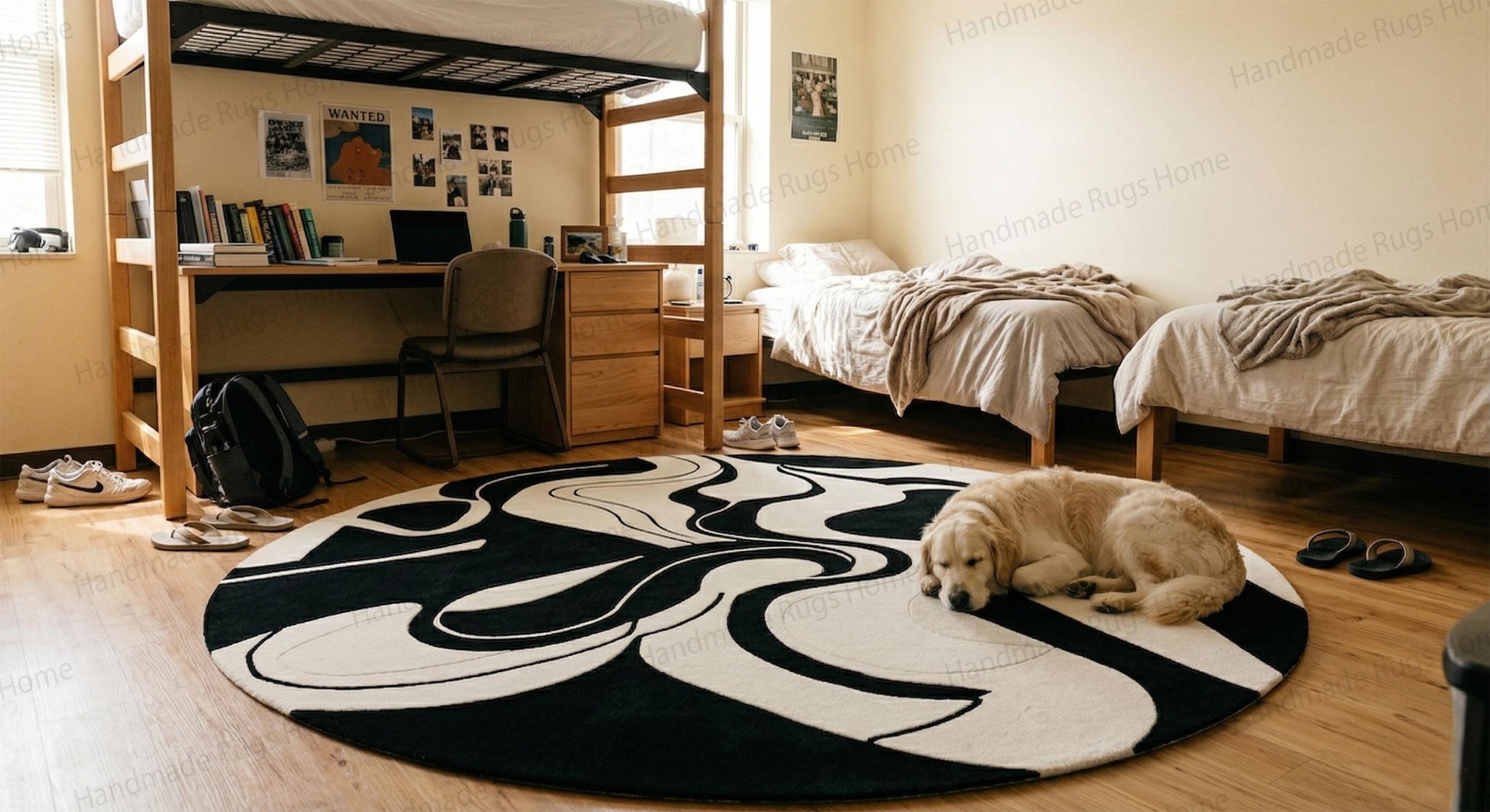 Statement-making lounge space accessory with bold graphics

Cozy thick pile contemporary monochrome bedroom addition

Stylish playroom flooring solution boasting striking organic shapes

Designer quality abstract luxury wool carpeting