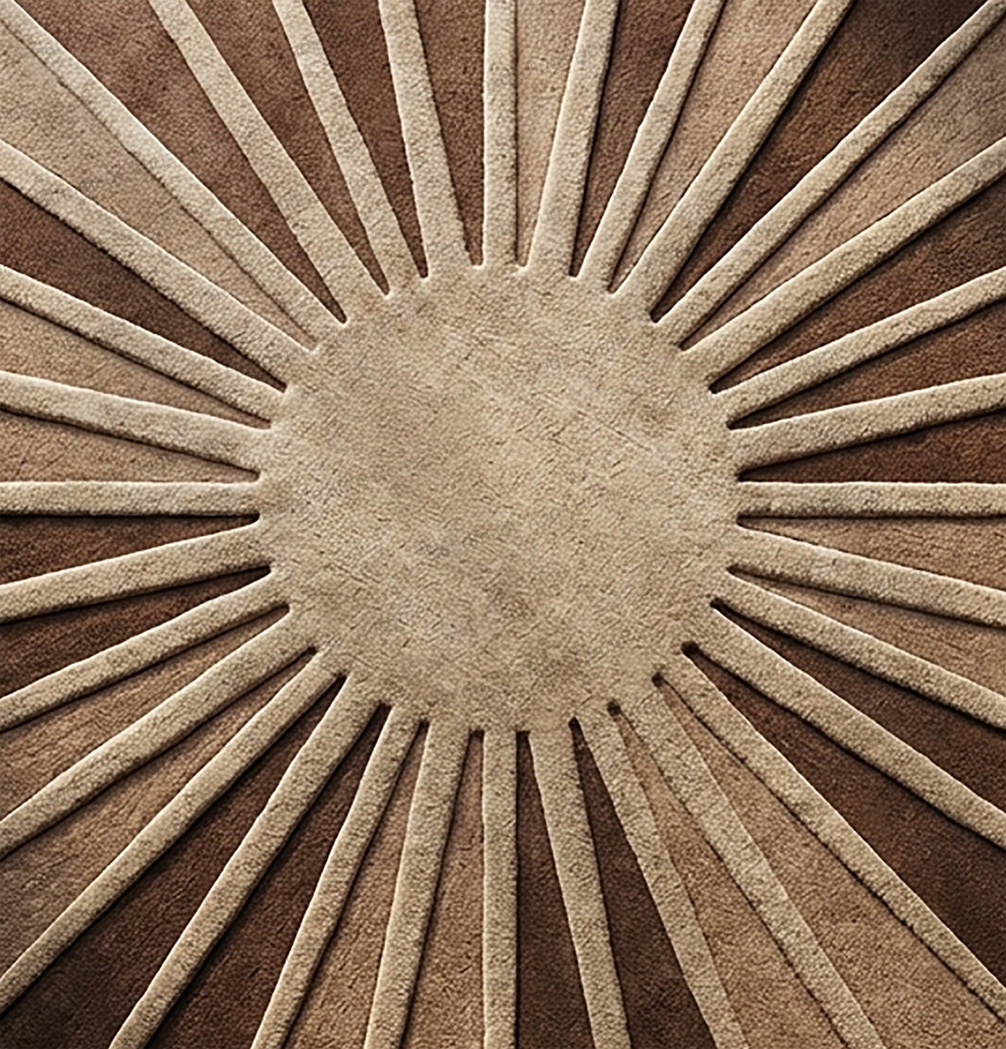 Hand-Tufted Wool Sunburst Rug: Earth Toned, Round, Artisan Home Accent