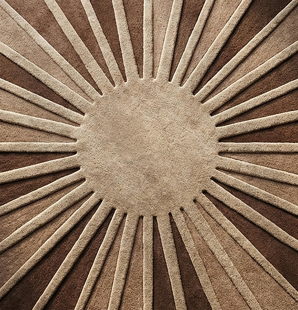 Hand-Tufted Wool Sunburst Rug: Earth Toned, Round, Artisan Home Accent