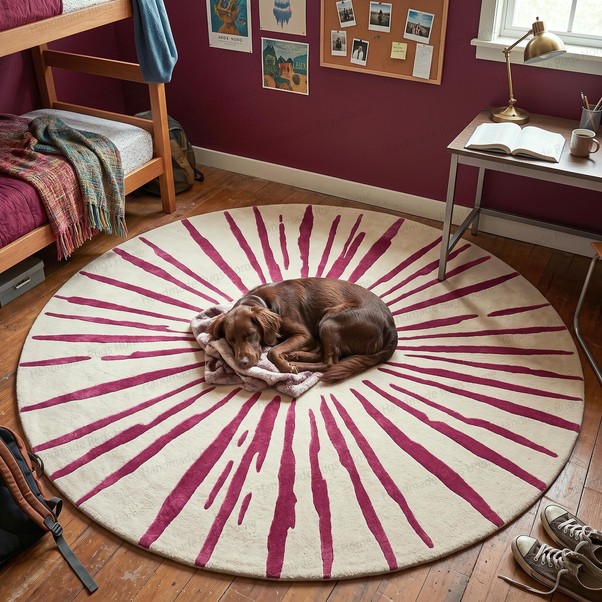 Minimalist yet bold aesthetic room detail,

High quality woven tapestry style rug