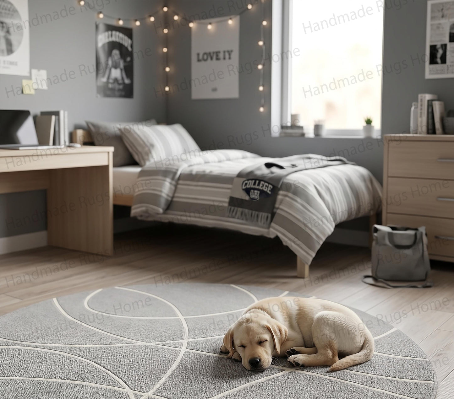 Chic nursery decor utilizing a soft hypoallergenic wool carpet,

Decorative large round rug accentuating light wood flooring,

Artistic fluid line motif on a premium slate canvas,

Minimalist home styling with a prominent geometric floor accent,

Beautiful aesthetic room setup highlighting bespoke textile craftsmanship