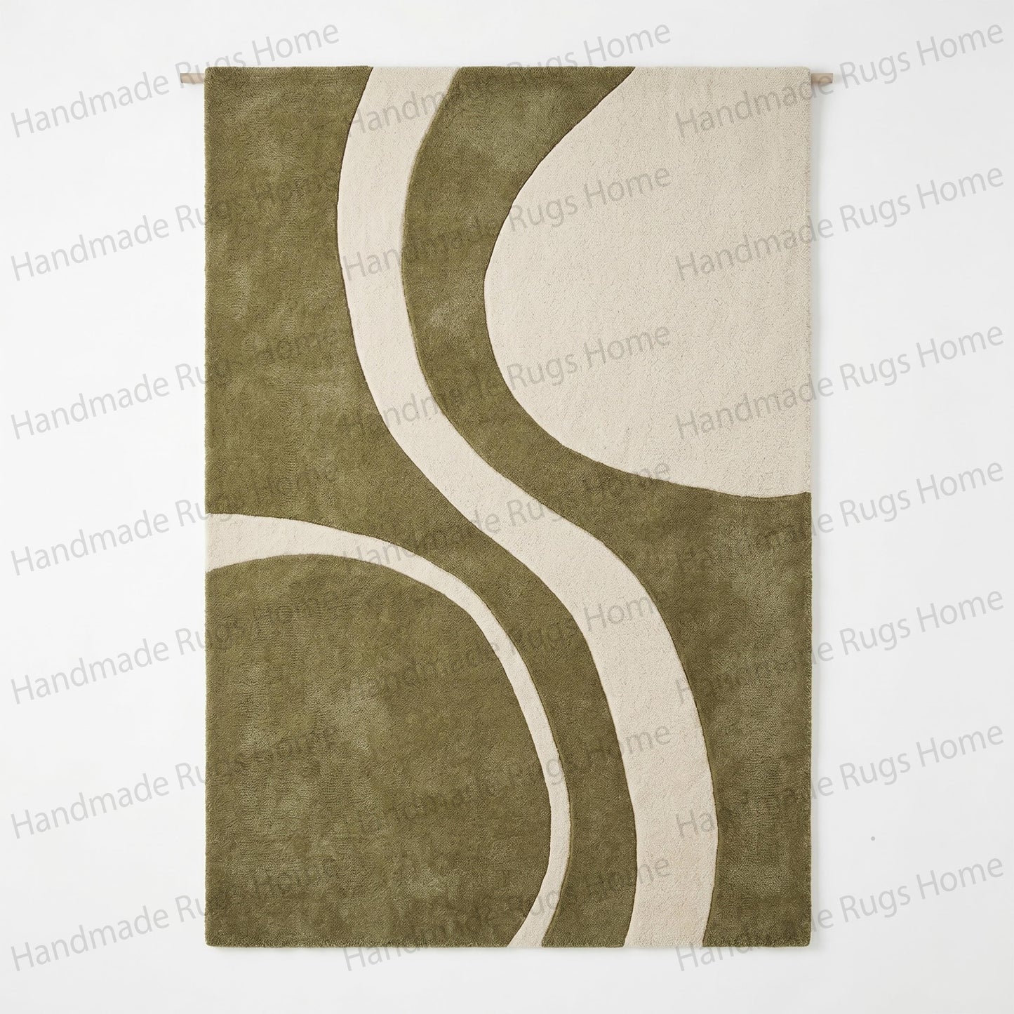 The 'Verdant Meander' Collection: Hand-Tufted Abstract Wool Floor Covering