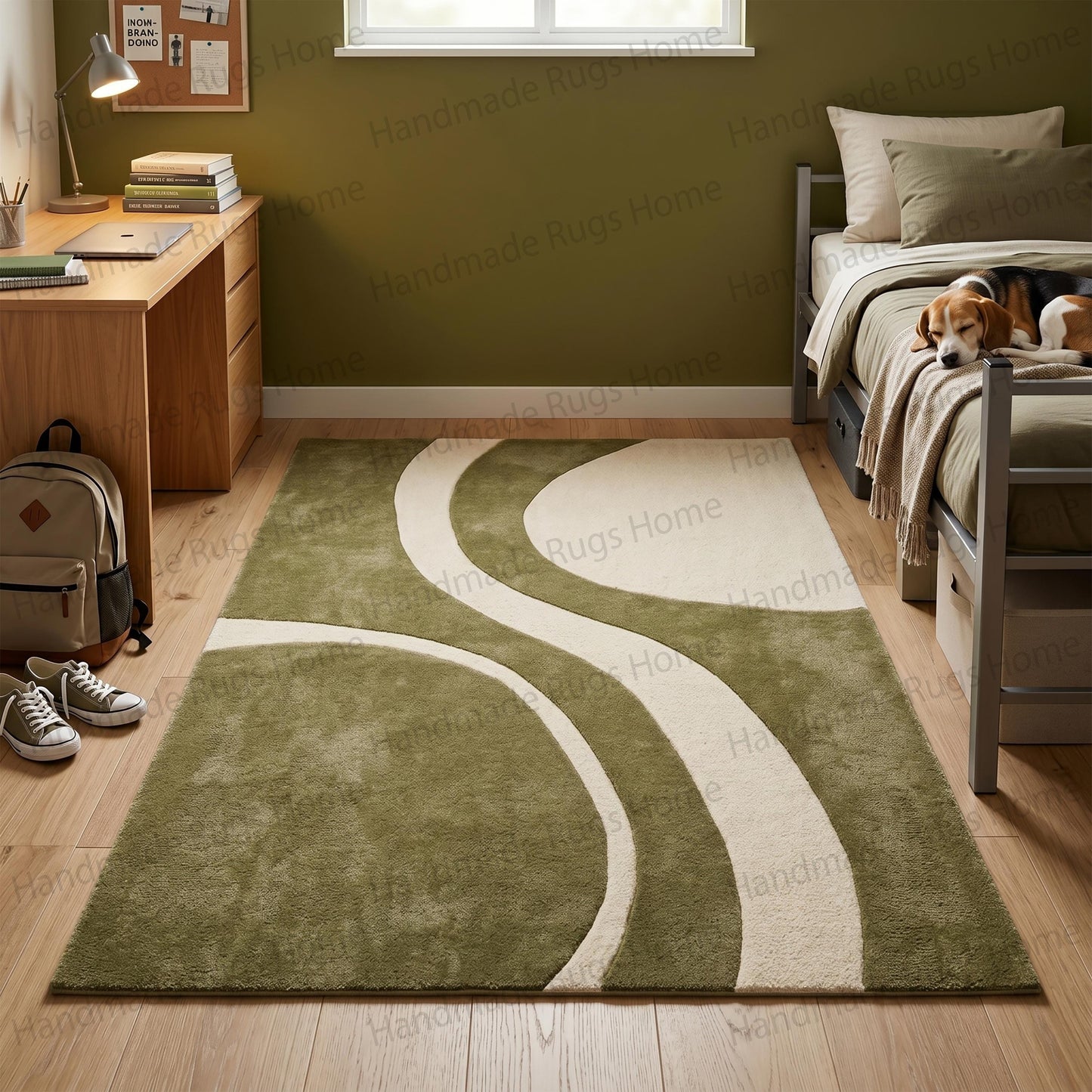 The 'Verdant Meander' Collection: Hand-Tufted Abstract Wool Floor Covering