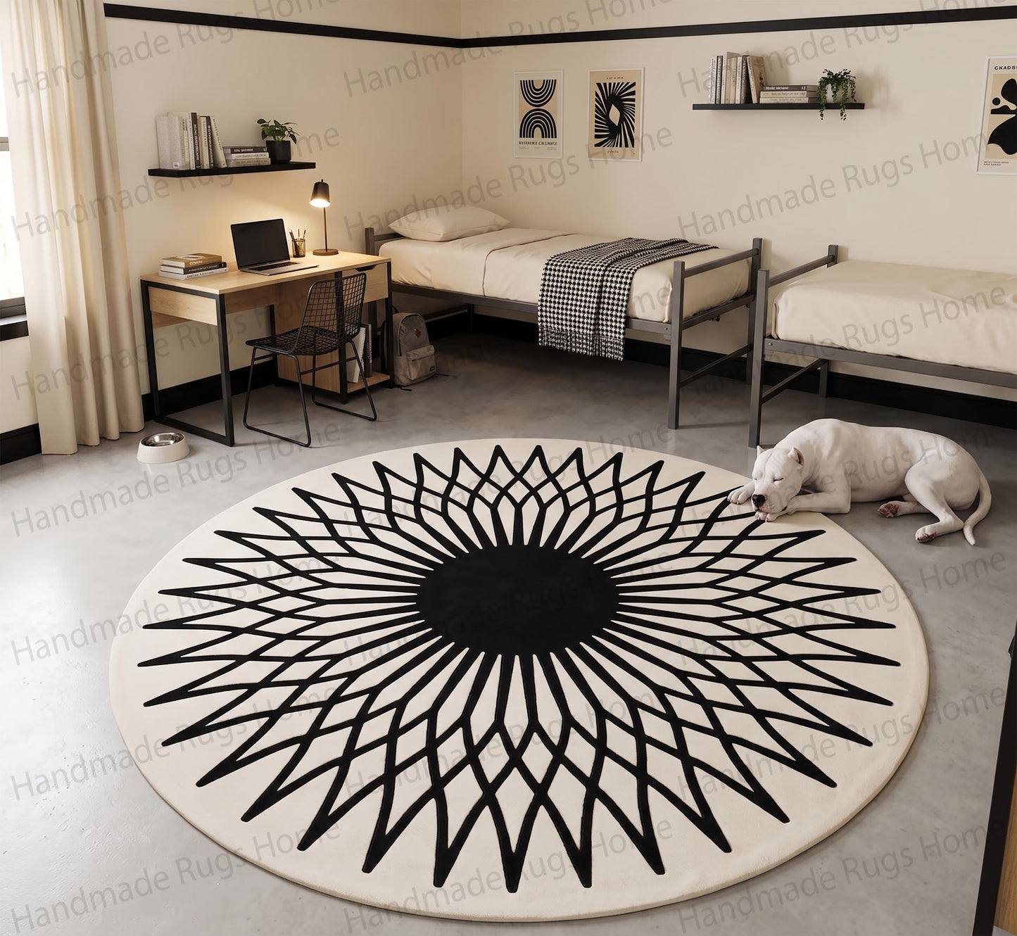 Eclipse Starburst Geometric Hand-Tufted Wool Round Rug