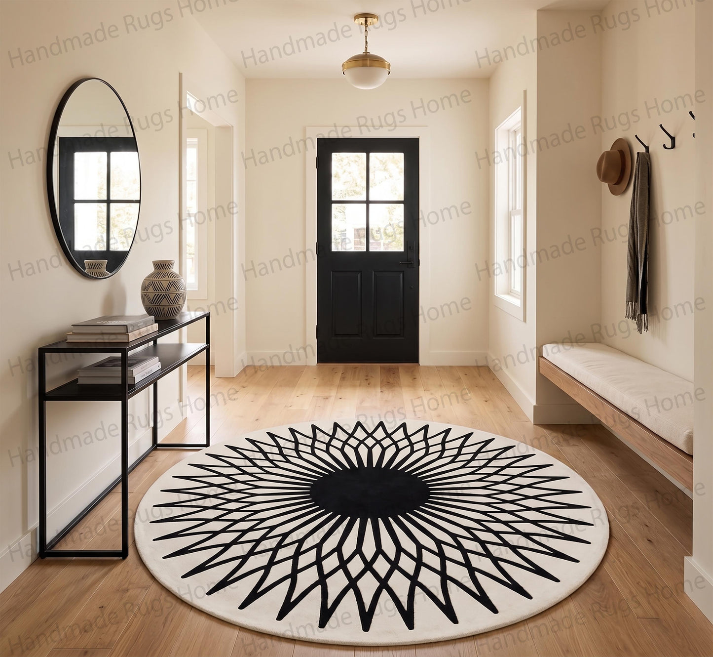 Eclipse Starburst Geometric Hand-Tufted Wool Round Rug