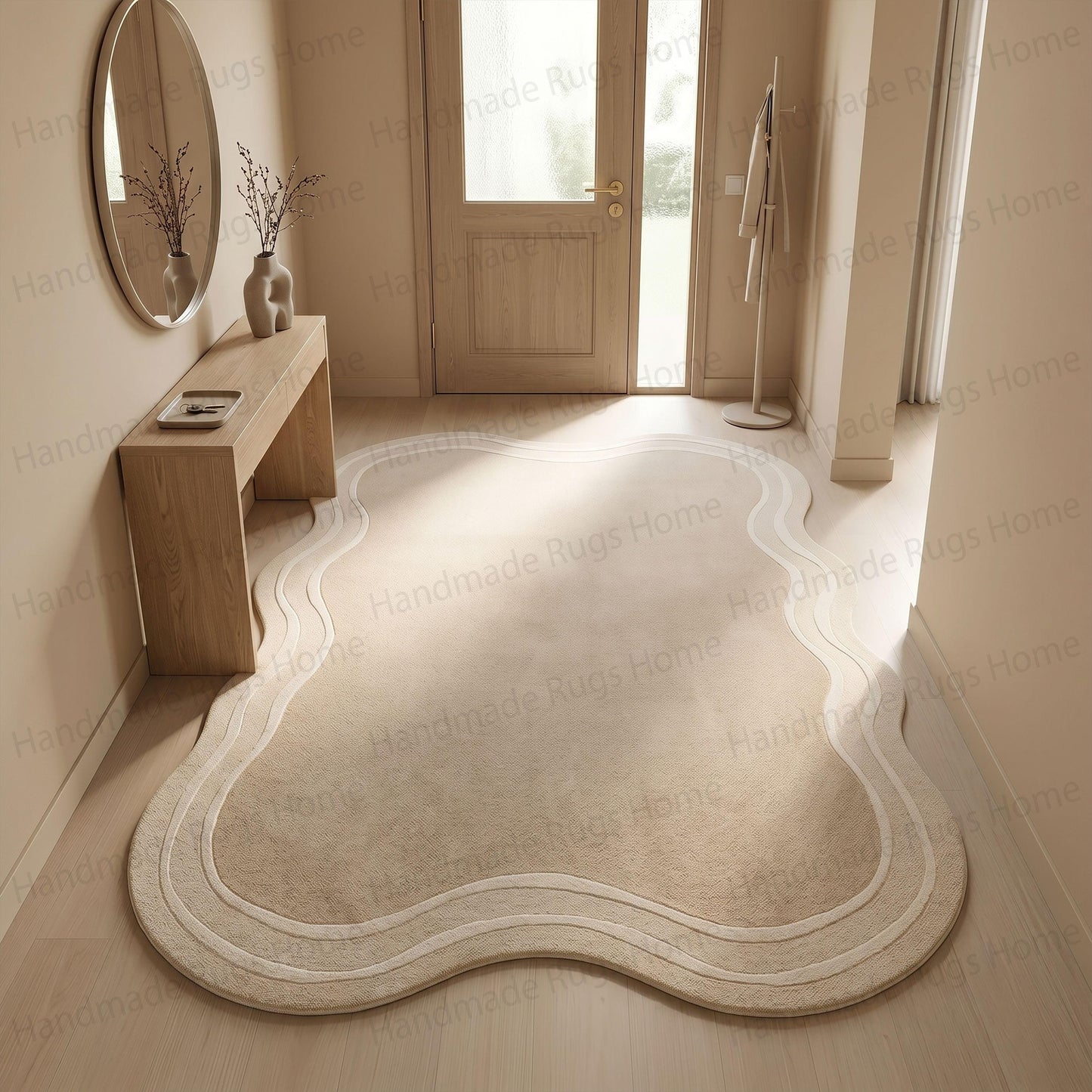 Oasis Contour: Organic Asymmetrical Hand-Tufted Wool Rug