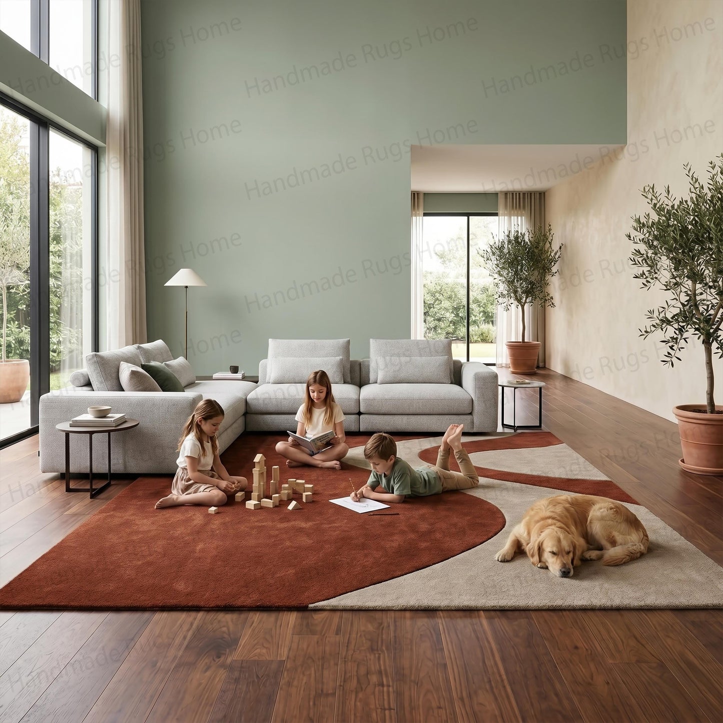Oceanic Flow Contemporary Abstract Hand-Tufted Wool Area Rug