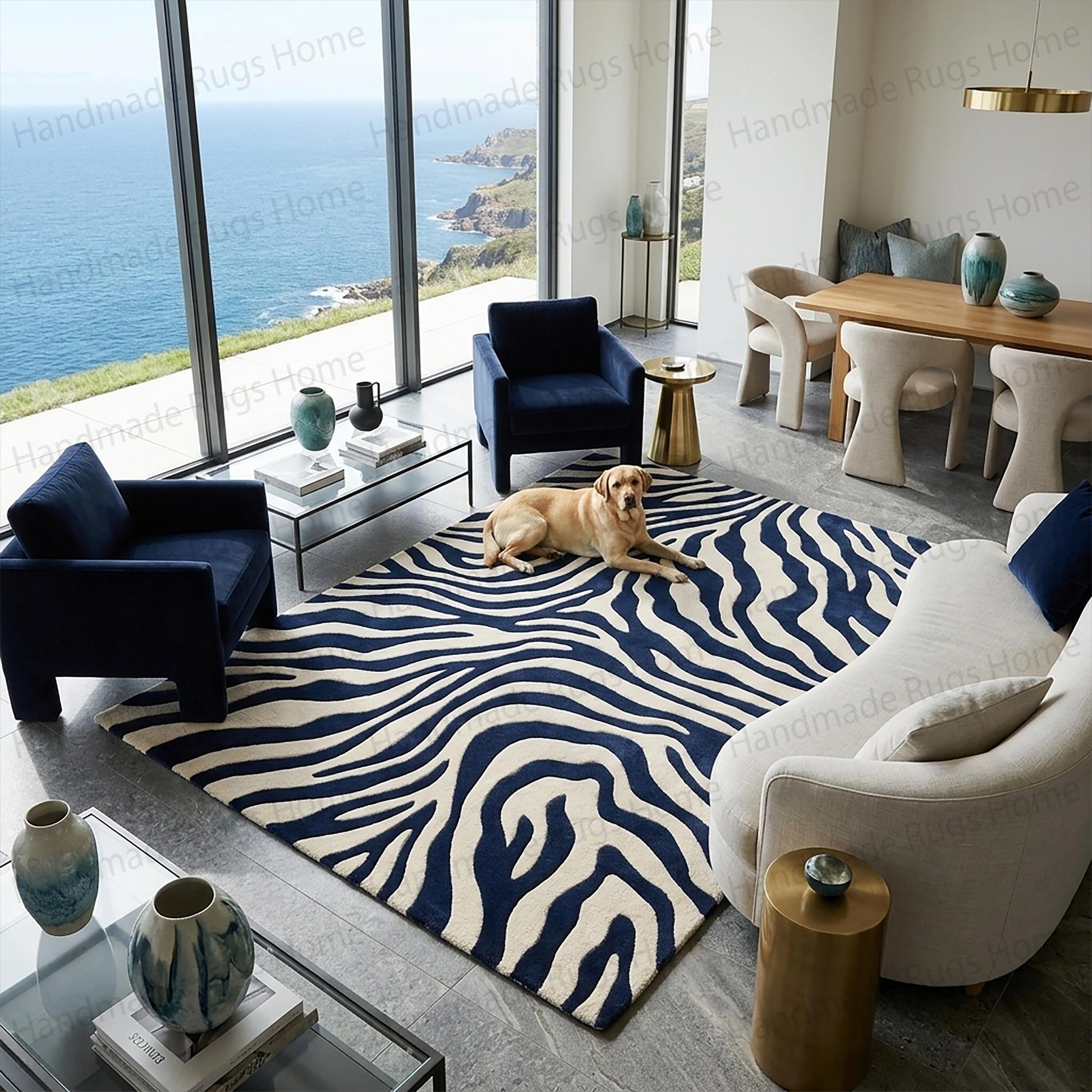 Premium natural fiber decorative rug isolated against light background.

Bold dynamic stripe design handwoven homeware.

Luxury indoor floor textile displaying exotic zebra motifs.

Chic coastal or transitional styling foundation piece.

Soft comfortable tufted surface for residential interiors.

Graphic navy and ivory abstract art rug.

High quality thick pile carpet displaying organic shapes.

Beautiful contrasting color palette area mat.

Artistic floor accessory featuring fluid dark lines.