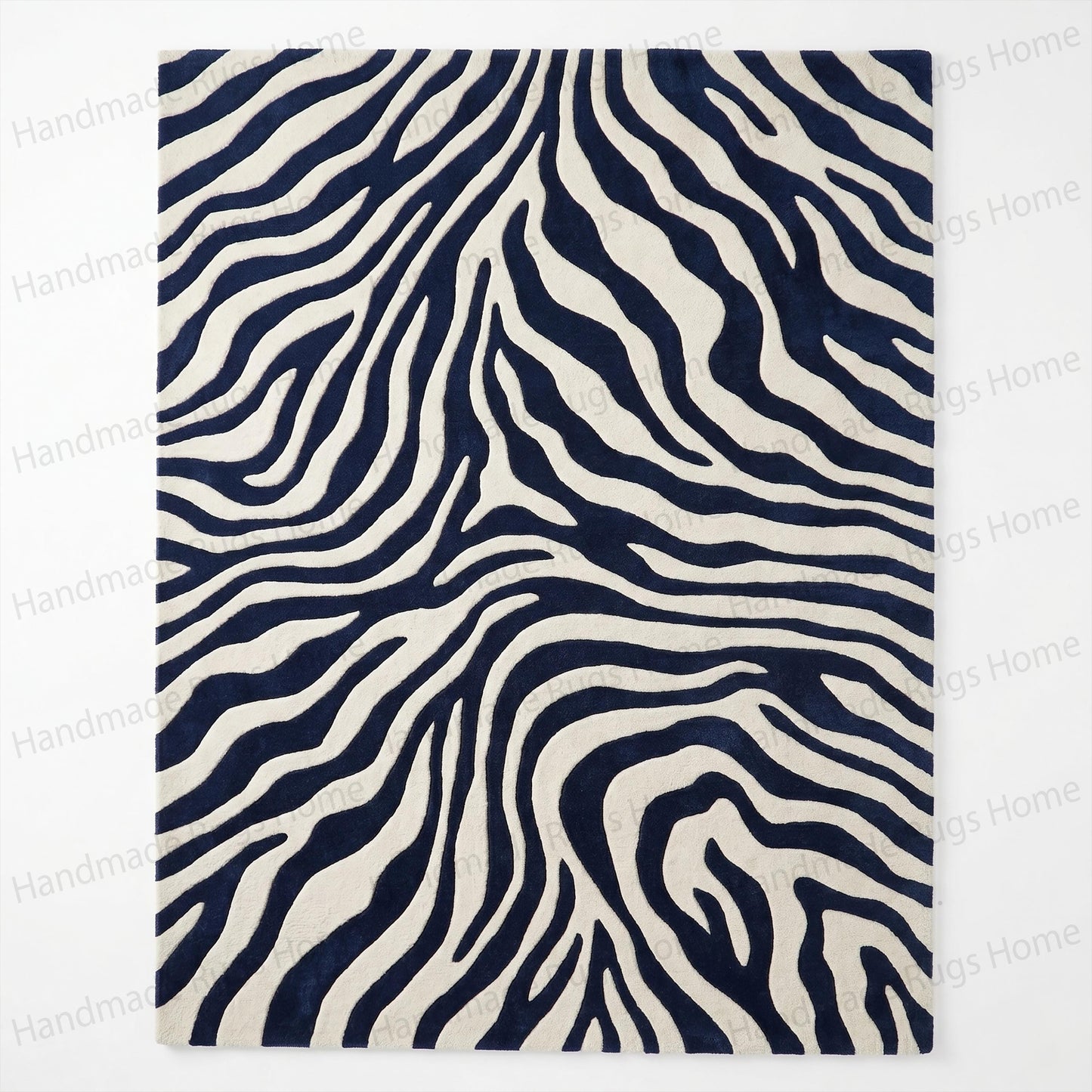 Cozy textured indoor carpet layout.

Beautiful wavy graphic print soft furnishing.

Luxurious floor covering suitable for elegant rooms.

Distinctive navy ivory wave motif rug.