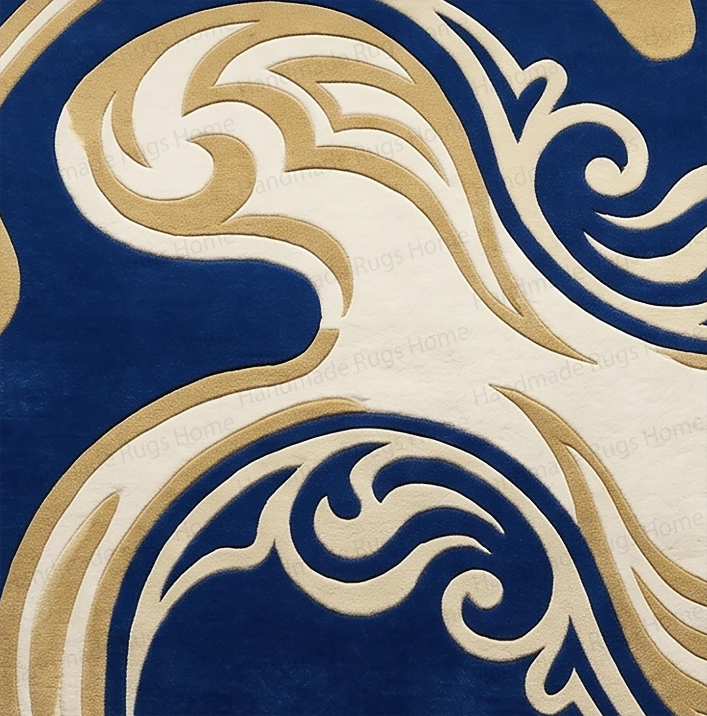 Hand-Tufted Wool Rug: Oceanic Swirl Abstract Round Design – Modern Luxury Home Décor