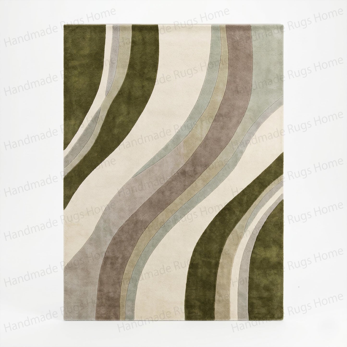 Interior design inspiration highlighting a unique patterned carpet

Beautifully crafted artisanal floor covering with curved stripes

Inviting family room setting showcasing a plush modern rug

Elegant sweeping curves design on a beige background

High quality handwoven textured floor accessory

Earthy minimalist room aesthetic with soft wavy wool carpet