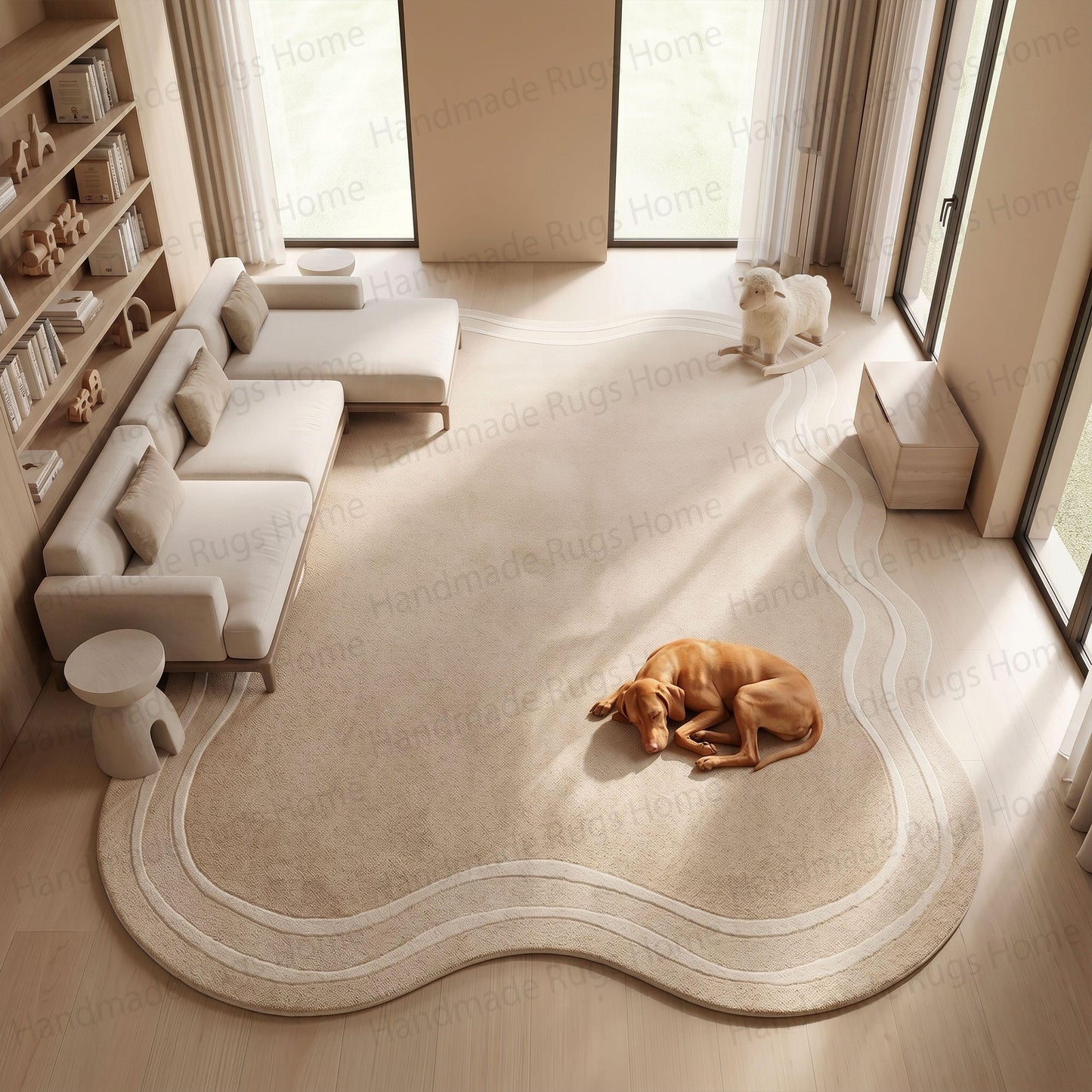 Oasis Contour: Organic Asymmetrical Hand-Tufted Wool Rug