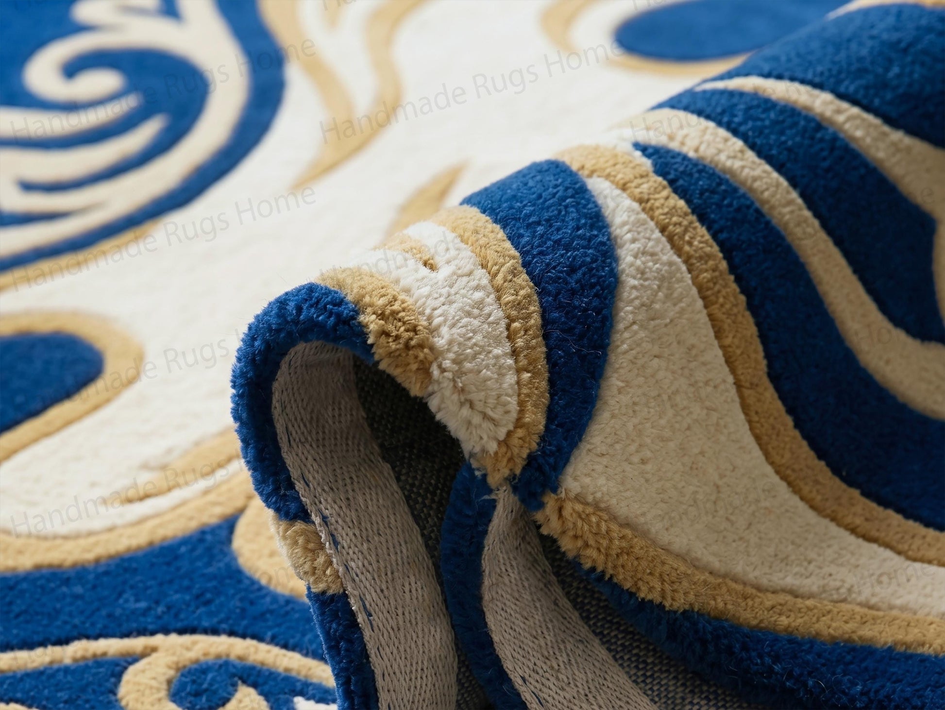Beautifully styled modern lounge incorporating an abstract circular carpet
