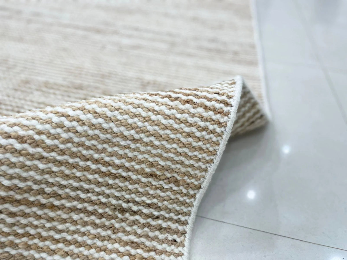 Natural Beige & Ivory Jute Rug – Textured Neutral Area Rug