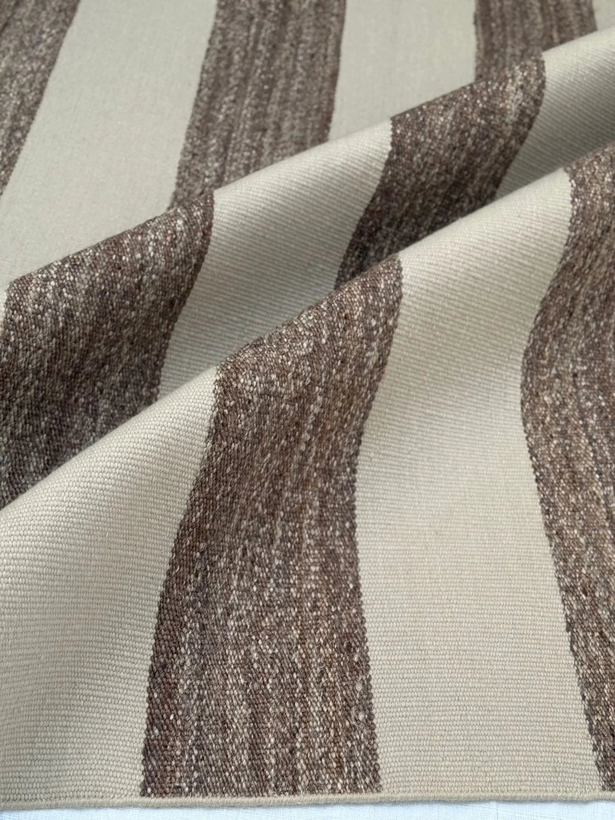Taupe & Ivory Flatweave Rug – Neutral Striped 9x12 Area Rug