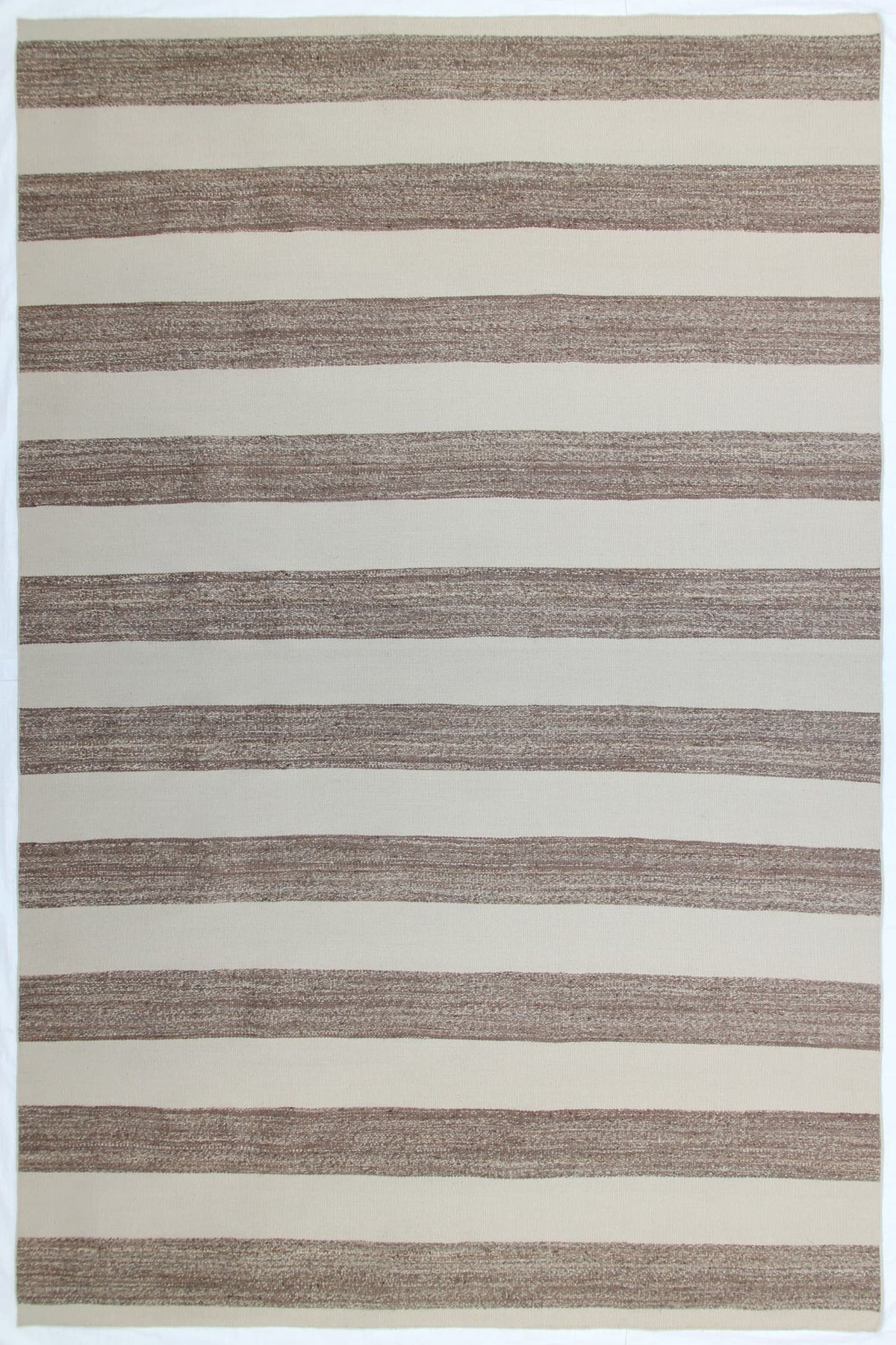 Taupe & Ivory Flatweave Rug – Neutral Striped 9x12 Area Rug