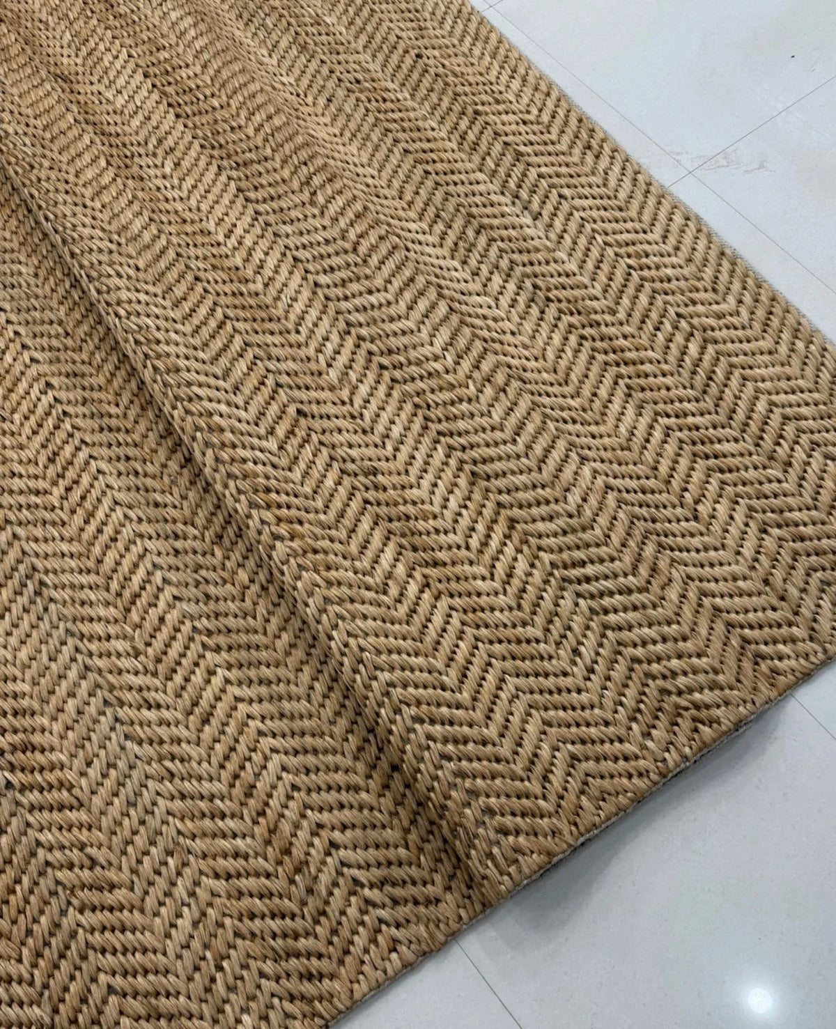 Natural Handwoven Jute Rug, Herringbone Flatweave Area Rug, Organic Modern Boho Farmhouse Living Room Carpet