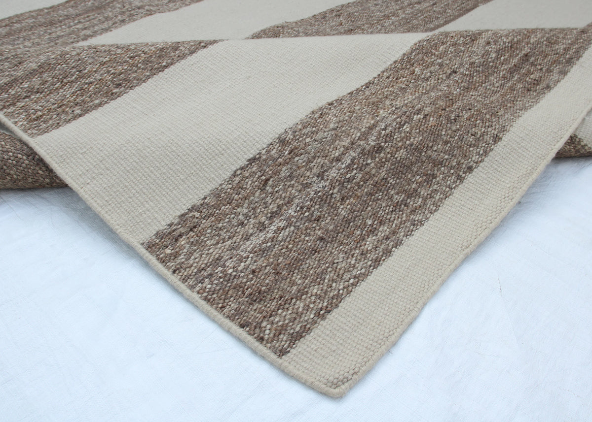 Taupe & Ivory Flatweave Rug – Neutral Striped 9x12 Area Rug
