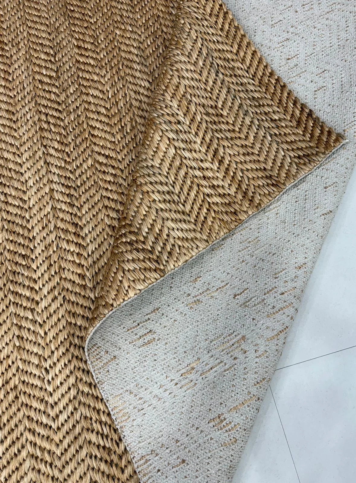 Natural Handwoven Jute Rug, Herringbone Flatweave Area Rug, Organic Modern Boho Farmhouse Living Room Carpet